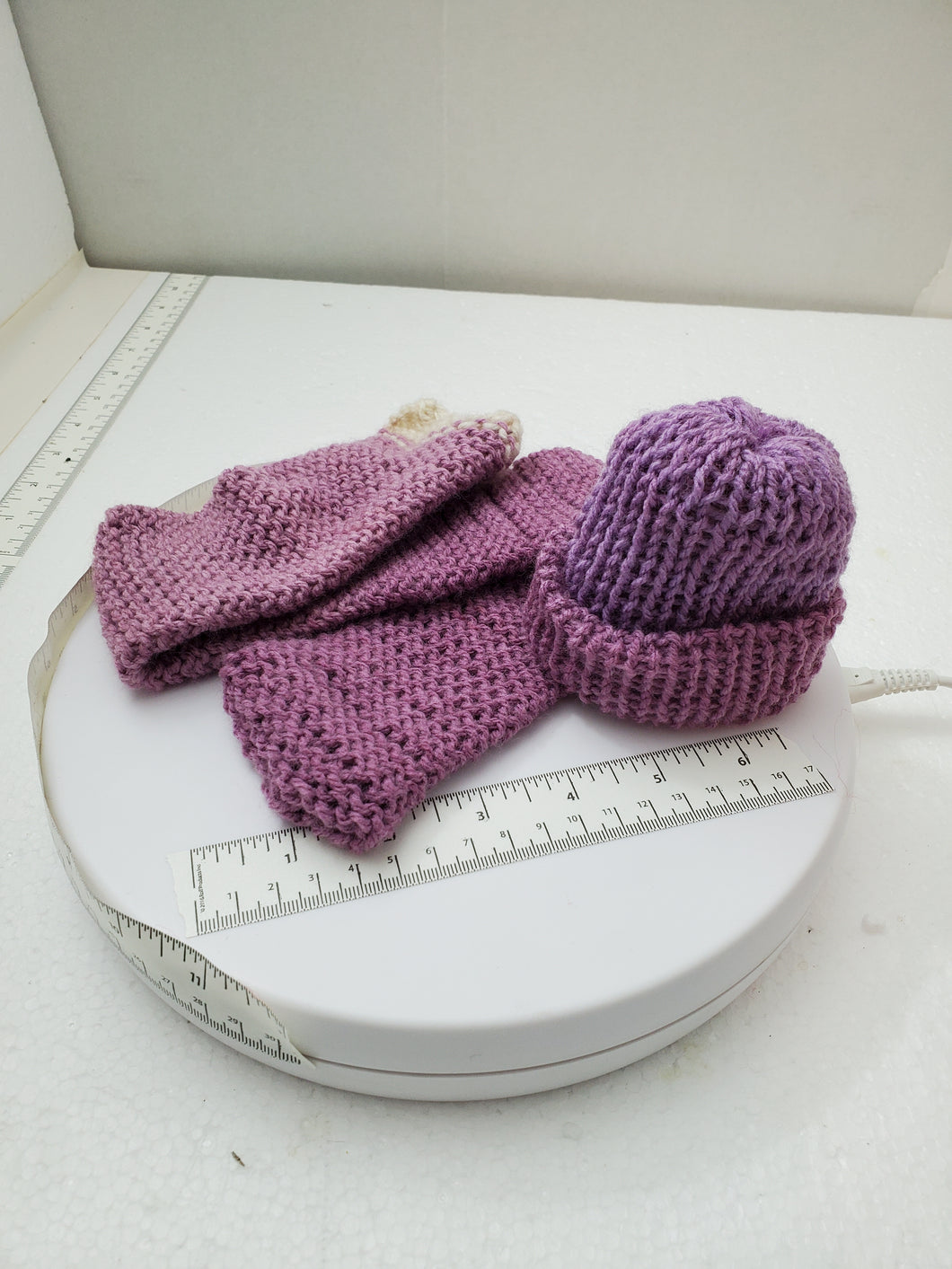 Knitted Hat and Scarf Set - Doll or Stuffed Animal Size