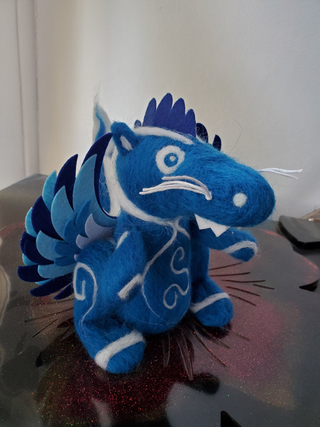 Phoenix Dragon, blue with white spirals