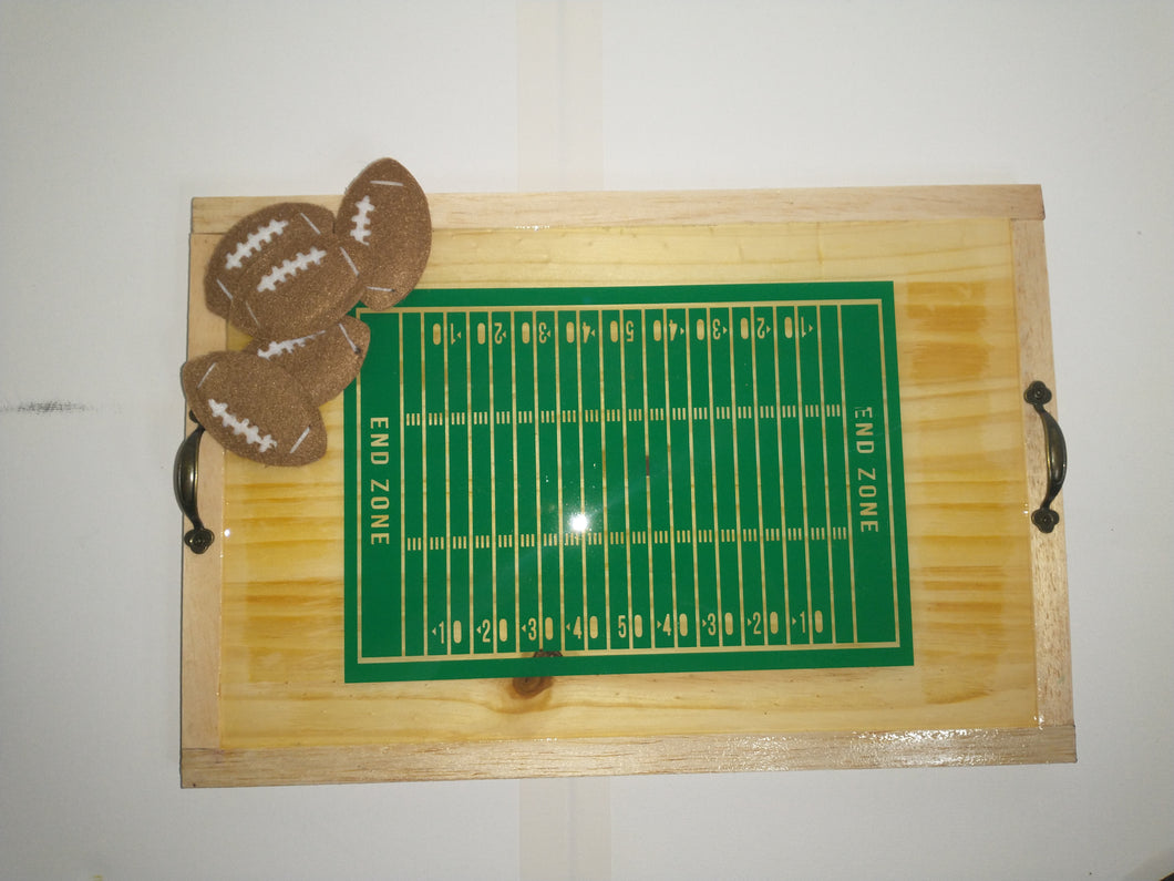 Wooden Serving Tray, Football Theme